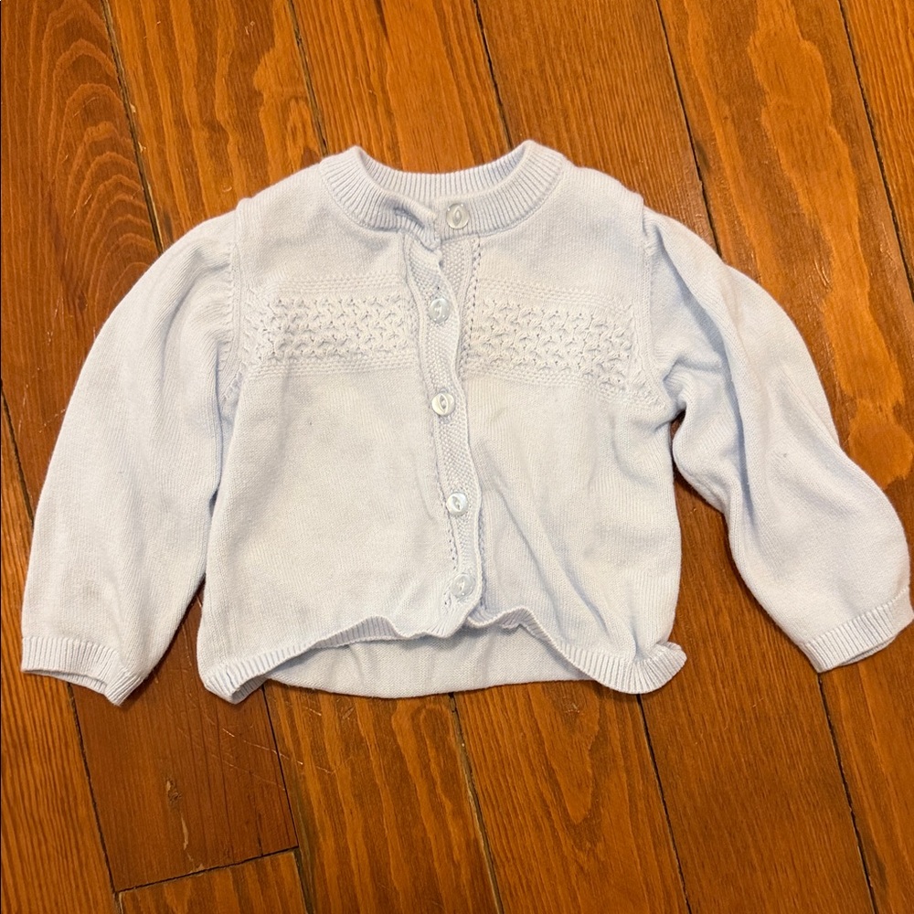 Light Blue Knit Button-Front Baby Boy Sweater